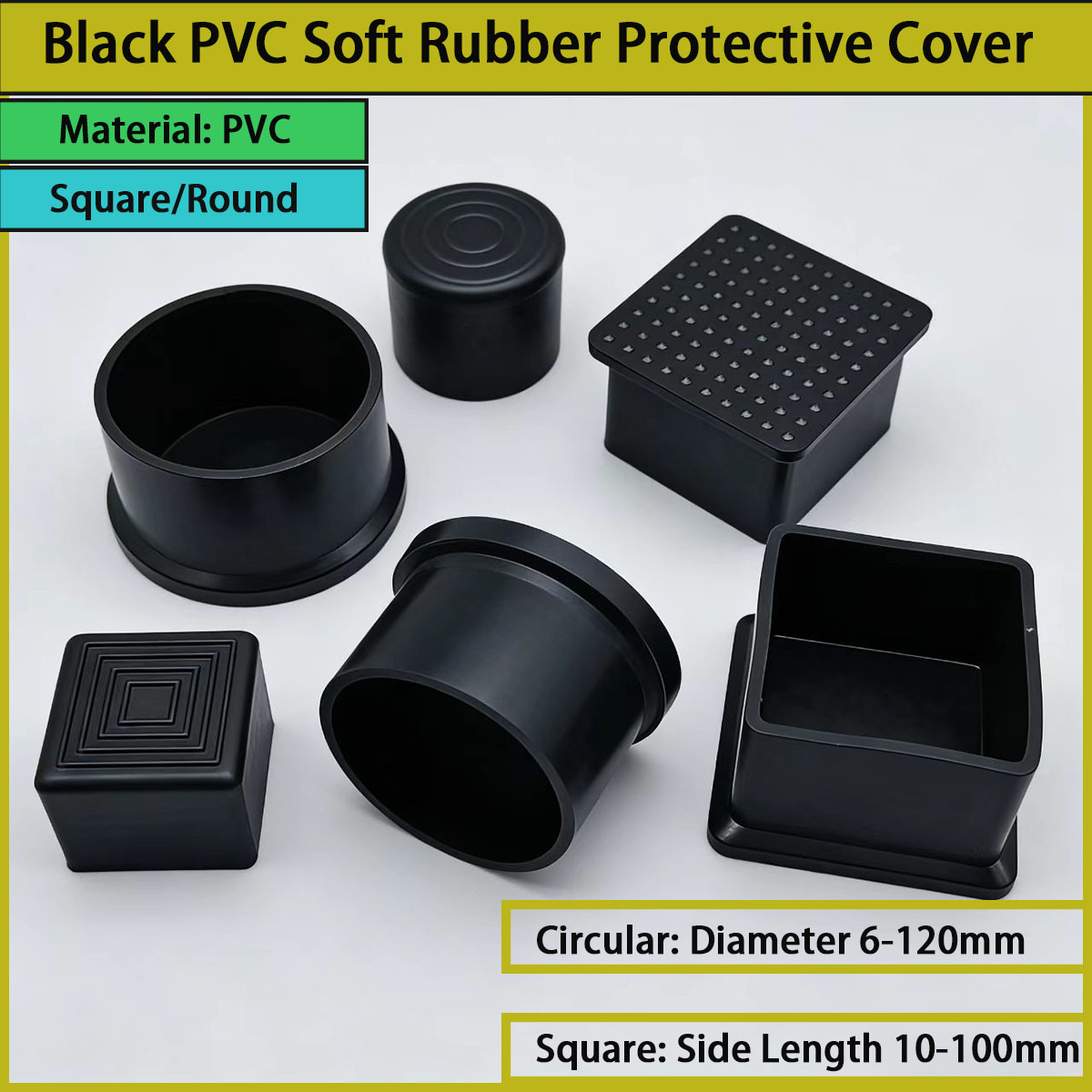 Used Furniture Hardware - Square/circular black PVC soft rubber protective