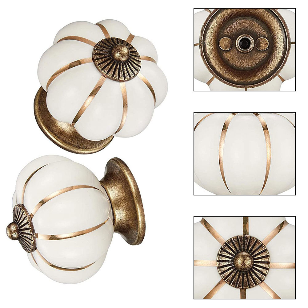 6pcs Pumpkin-Shaped Ceramic Ha - огляд і ціна Furniture Hardware Drawer Pulls