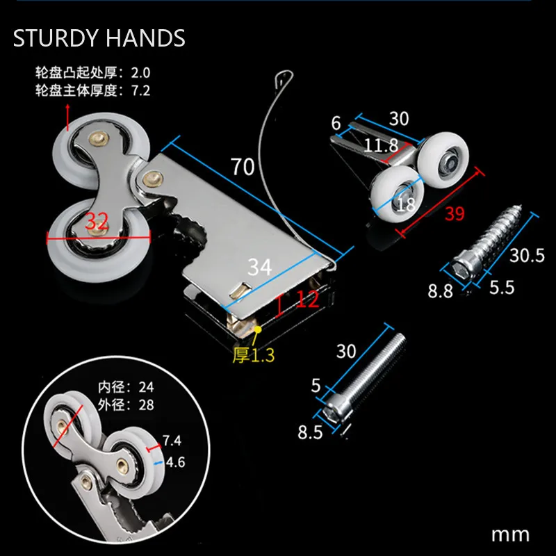 Wardrobe Sliding Door Pulley H - огляд і ціна Furniture Hardware And Fittings
